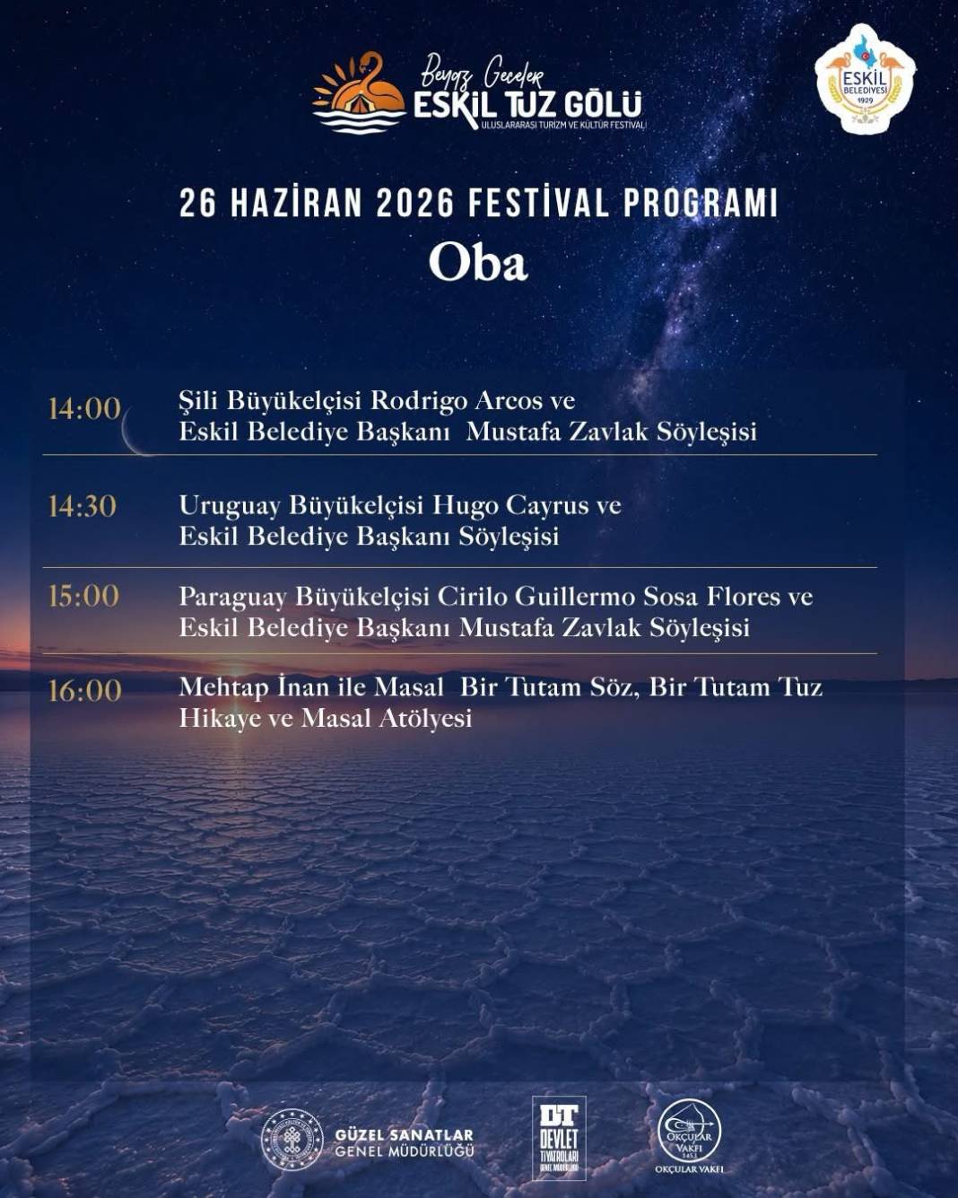 Eskil Tuz Gölü Uluslararası Kültür ve Turizm Festivali 26 Haziran Cuma Programı 3