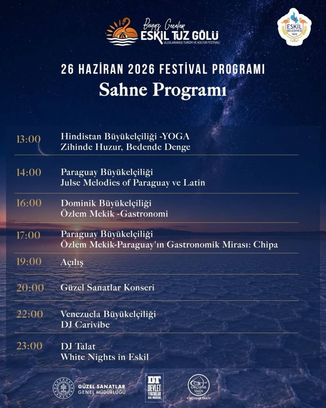 Eskil Tuz Gölü Uluslararası Kültür ve Turizm Festivali 26 Haziran Cuma Programı 4