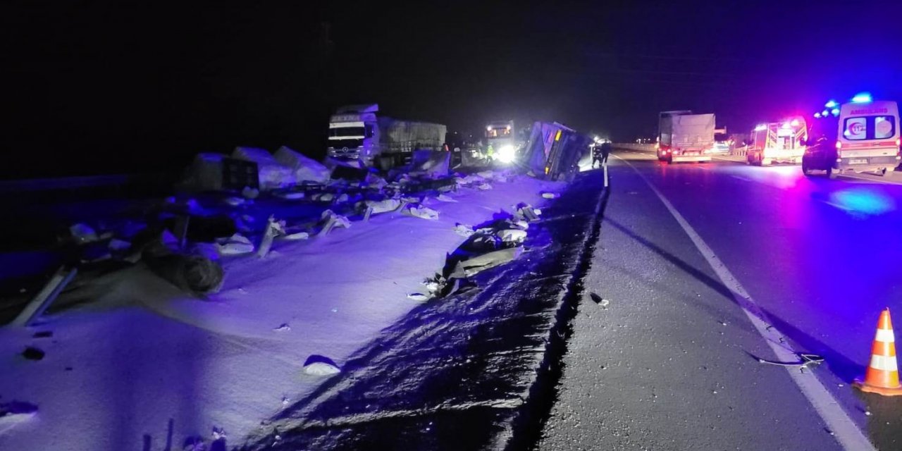 Bariyerlere çarpan tır devrildi: 2 kardeş hayatını kaybetti