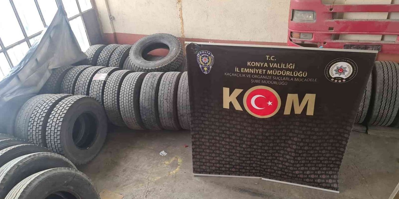 Konya’da kaçak lastik operasyonu