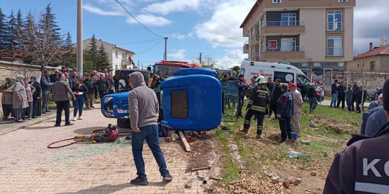 Kontrolden çıkan traktör devrildi: 1 ölü, 2 yaralı