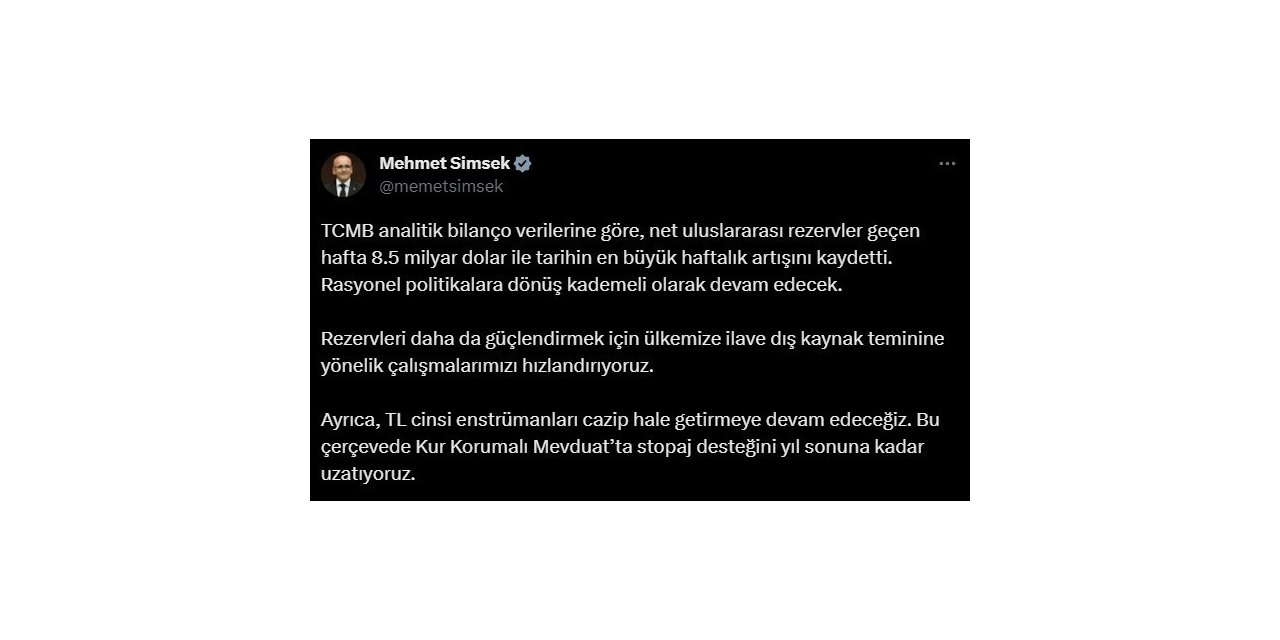 Bakan Şimşek: “Ülkemize ilave dış kaynak teminine yönelik çalışmalarımızı hızlandırıyoruz”