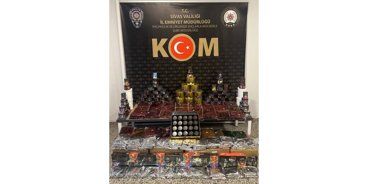 Sivas’ta kilolarca kaçak nargile tütünü ele geçirildi