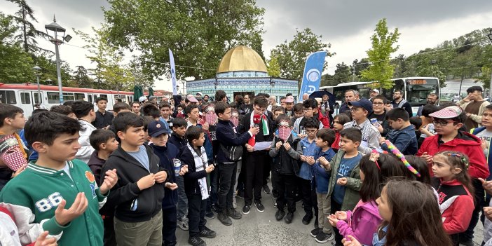 Konya'da Ortaokullu öğrenciler Kudüs nöbetine çıktı