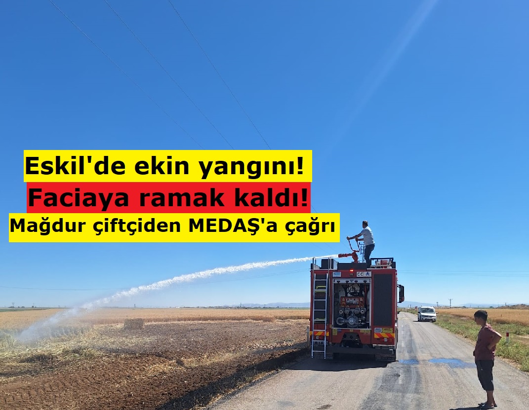 Eskil'de ekin yangını! Faciaya ramak kaldı! Mağdur çiftçiden MEDAŞ'a çağrı