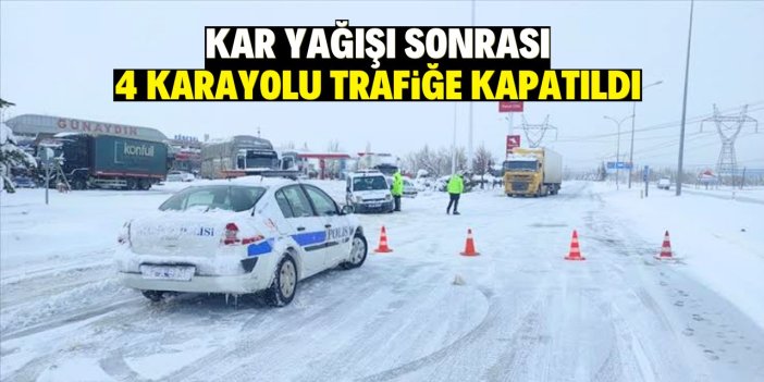 Konya'da trafiğe kar ve fırtına engeli