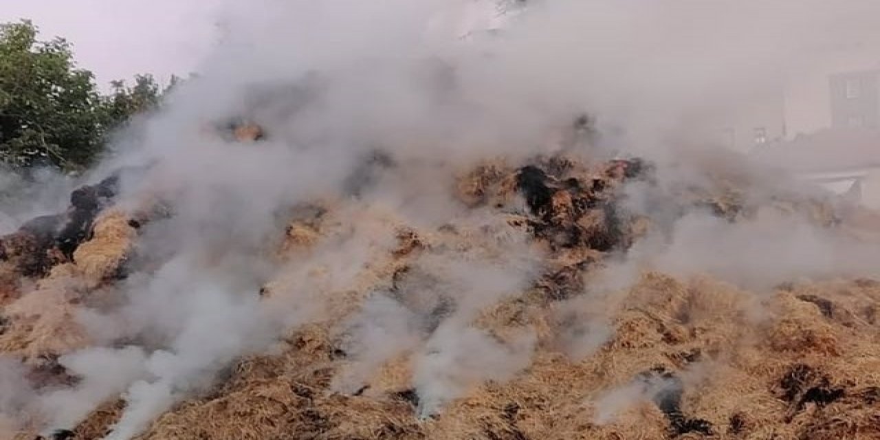 Kundaklama Sonucu 100 Ton Saman Balyası Yanarak Zarar Gördü