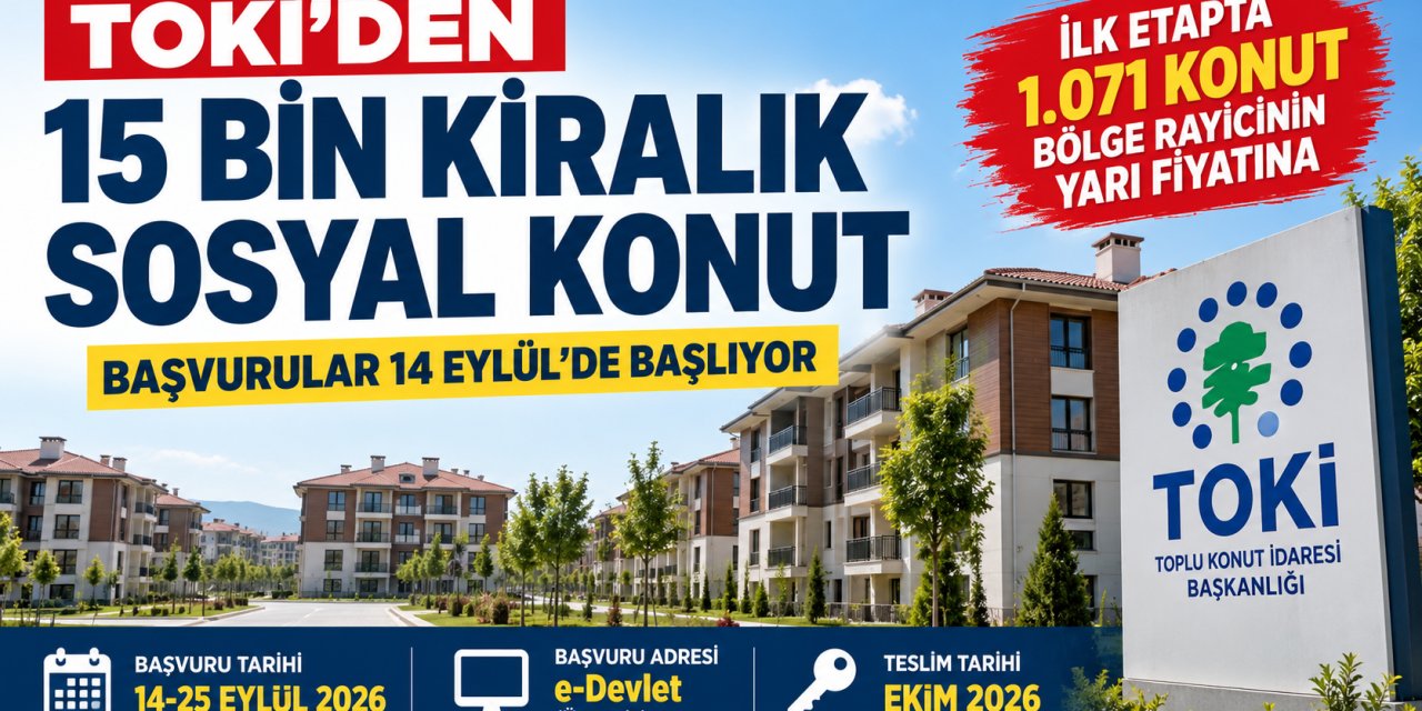 TOKİ’den 15 Bin Kiralık Sosyal Konut: Başvurular 14 Eylül’de Başlıyor