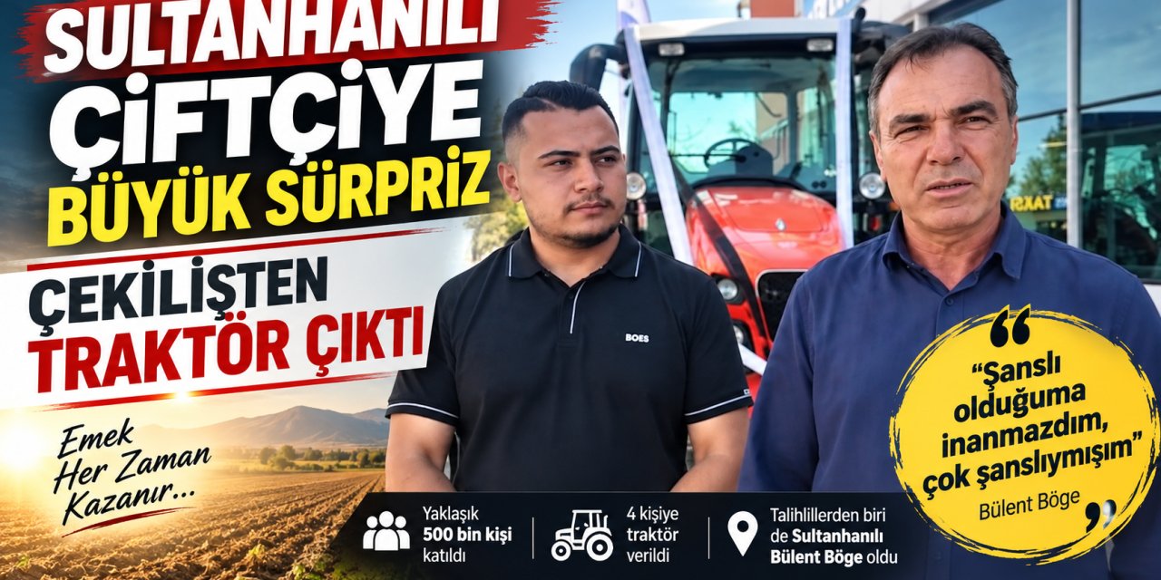 Sultanhanılı Çiftçiye Büyük Sürpriz: Çekilişten Traktör Çıktı