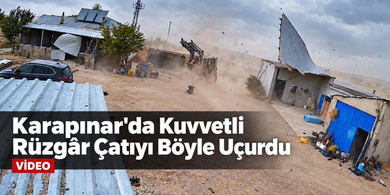 Karapınar’da Kuvvetli Rüzgâr Samanlığın Çatısını Uçurdu