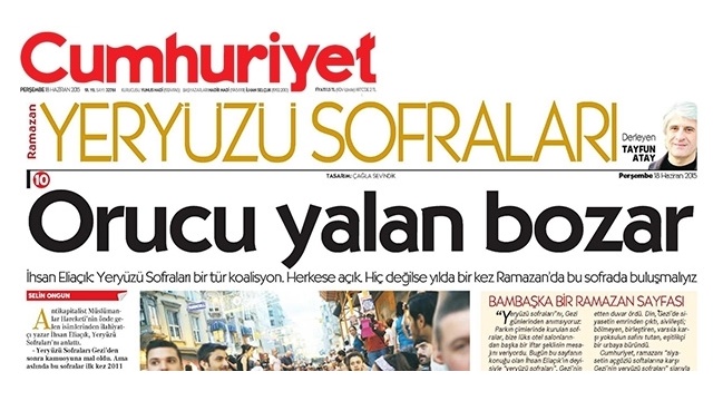 Cumhuriyet gazetesi tarihinde bir ilk: Ramazan sayfası!