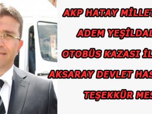 Hatay Milletvekilinden Teşekkür Mesajı