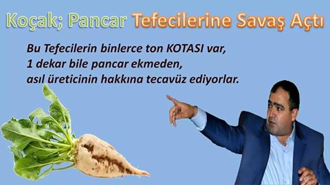 Emin Koçak'tan pancar tefecilerine tepki