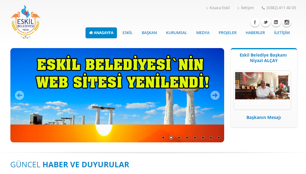 Eskil Belediyesi`nin Web Sitesi Yenilendi!