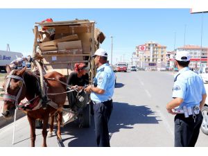 Aksaray’da at arabalarına yönelik uygulamalar sürüyor