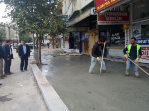 Seydişehir Belediyesinden kaldırım ve tretuvar çalışması