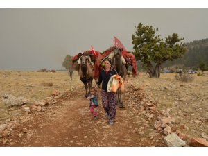 Yörük ailenin Toroslardan develeriyle göç yolculuğu başladı