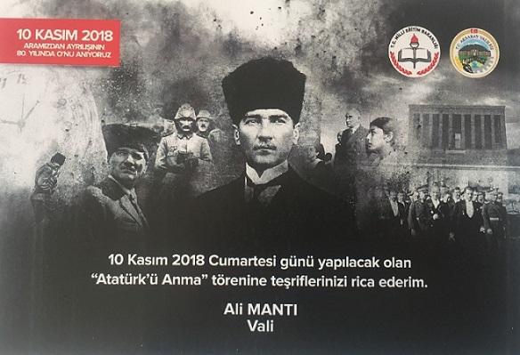 Vali Mantı'nın 10 Kasım Atatürk’ü Anma Günü Mesajı