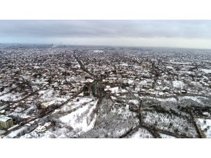 Konya’da kar manzarası havadan görüntülendi