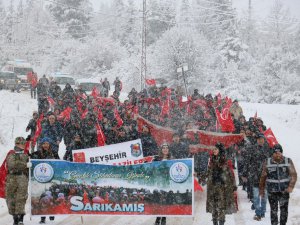 Beyşehir’de Sarıkamış şehitleri kar yağışı altında anıldı