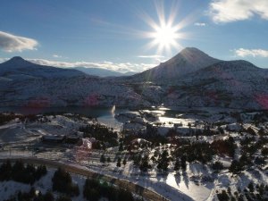 Sille Baraj Parkı ve çevresindeki kar manzarası havadan böyle görüntülendi