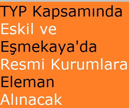 TYP Kapsamında Eskil ve Eşmekaya'da Resmi Kurumlara Personel Alınacak