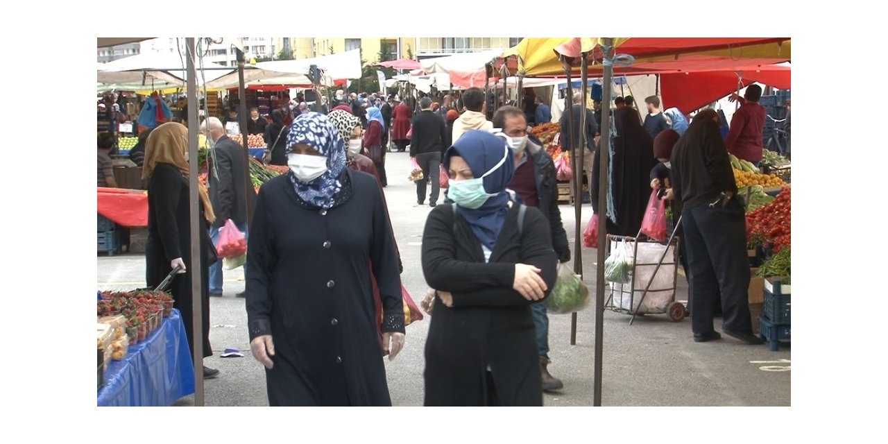 Sokağa çıkma kısıtlama öncesi pazar yerlerinde kurallara uyuldu