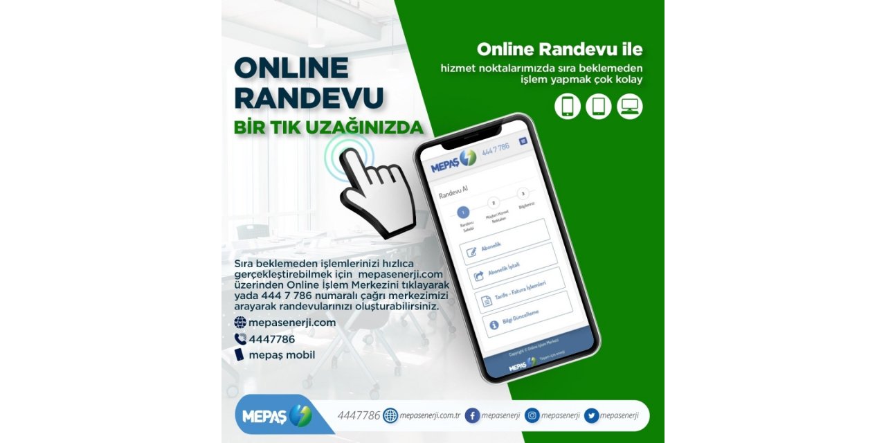 MEPAŞ’ta online randevu dönemi