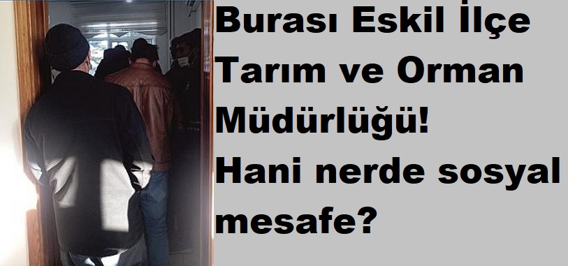 Burası Eskil İlçe Tarım ve Orman Müdürlüğü! Hani nerde sosyal mesafe!