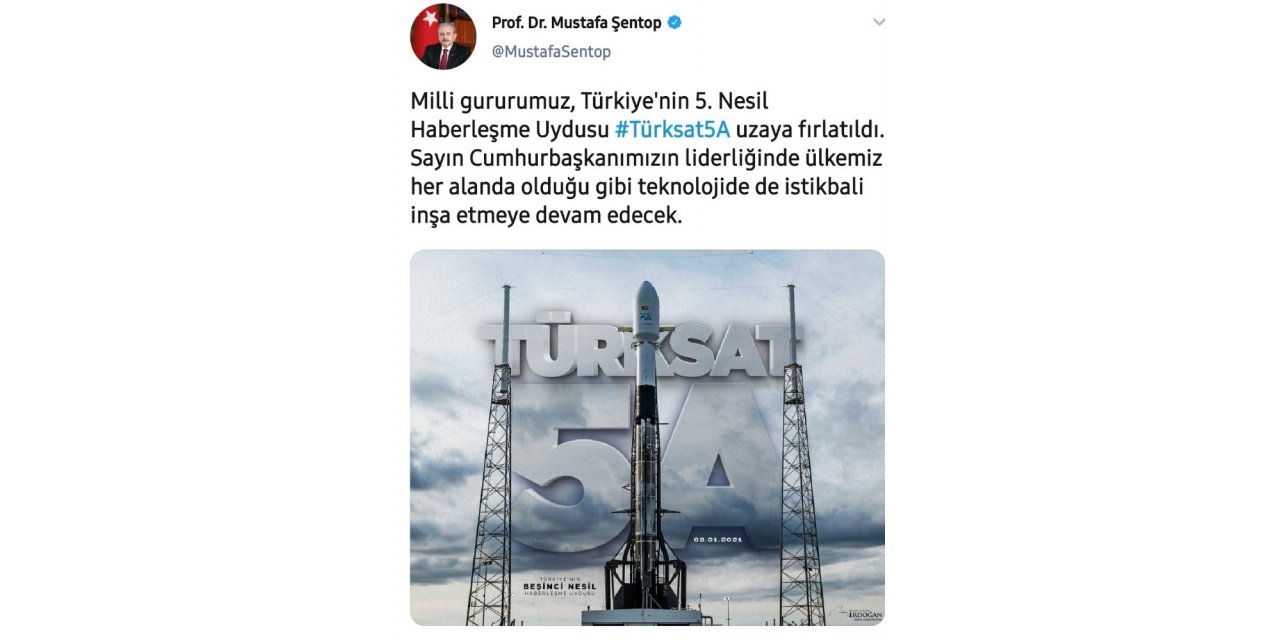 TBMM Başkanı Şentop’tan Türksat 5A paylaşımı