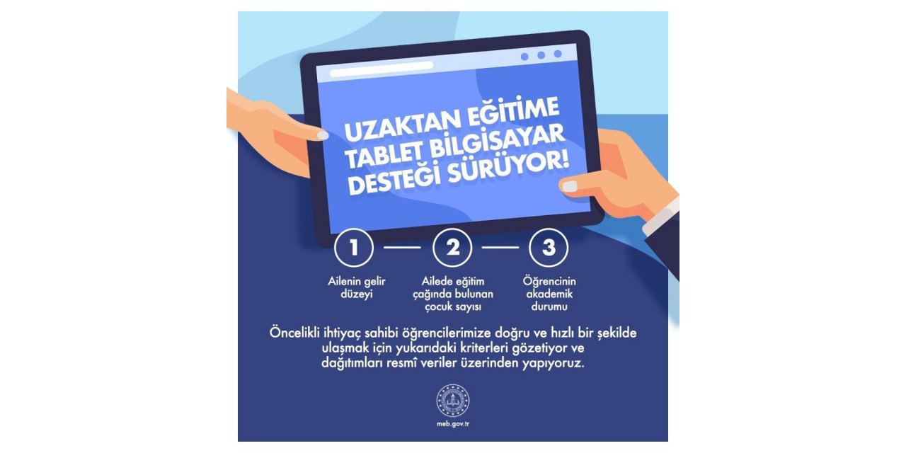 Uzaktan eğitime tablet bilgisayar desteği sürüyor