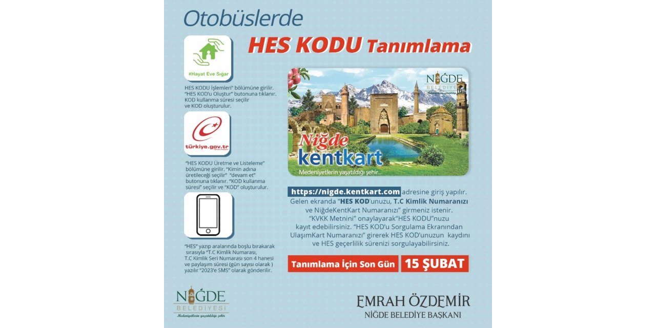 Niğde’de ulaşımda ’HES kodu’ dönemi