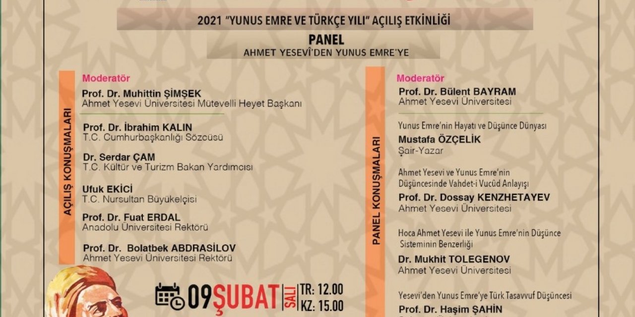 “Ahmet Yesevî’den Yunus Emre’ye” paneli düzenlenecek