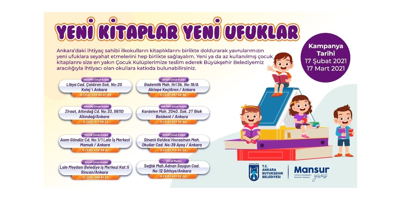 Ankara Büyükşehir Belediyesi’nden çocuklar için kitap kampanyası