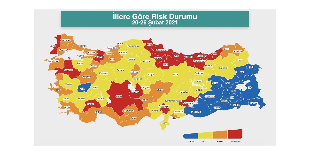 Bakan Koca, İllere Göre Risk Durumu haritasını paylaştı