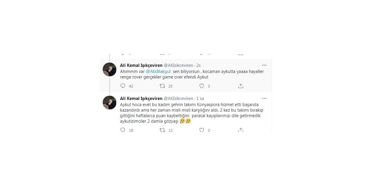 Konyasporlu yöneticiden tepki çeken Kocaman paylaşımı