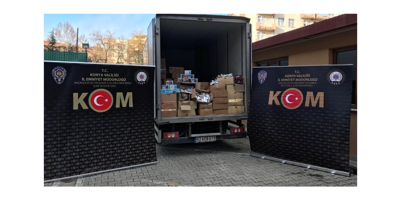 Konya’da 2 ton 713 kilo kaçak nargile tütünü ele geçirildi