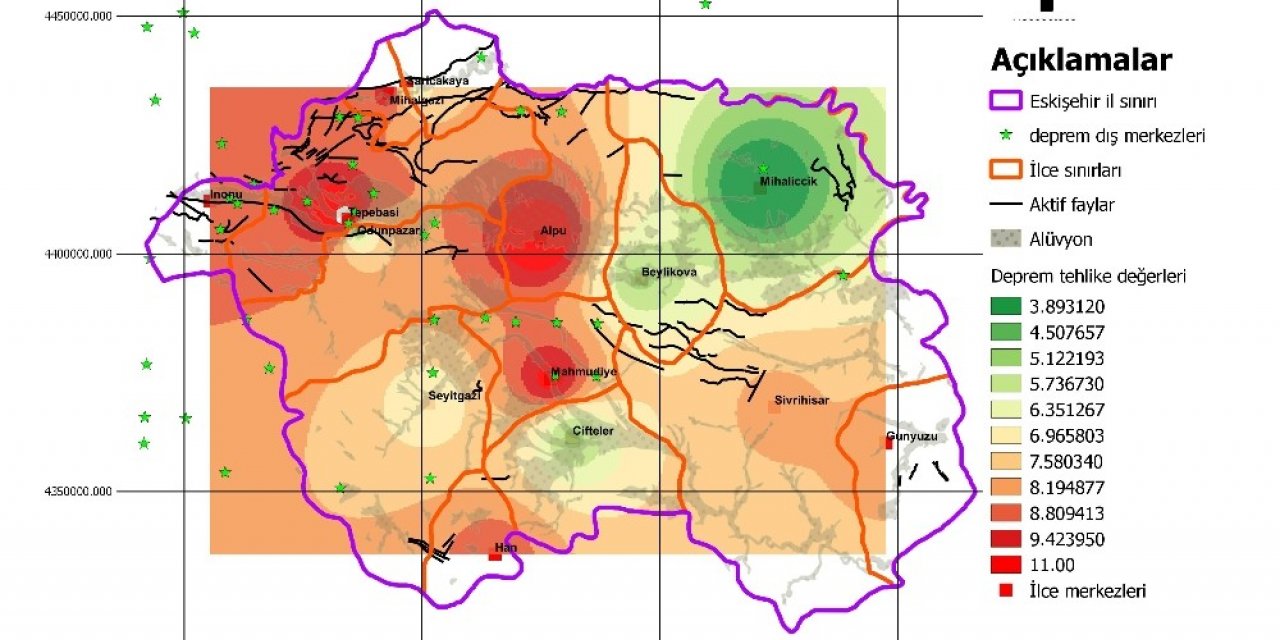 İşte Eskişehir ve ilçelerinin ’Deprem Tehlike Haritası’