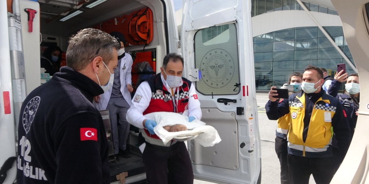 Ambulans uçak, kalp rahatsızlığı bulunan yeni doğan bebek için havalandı