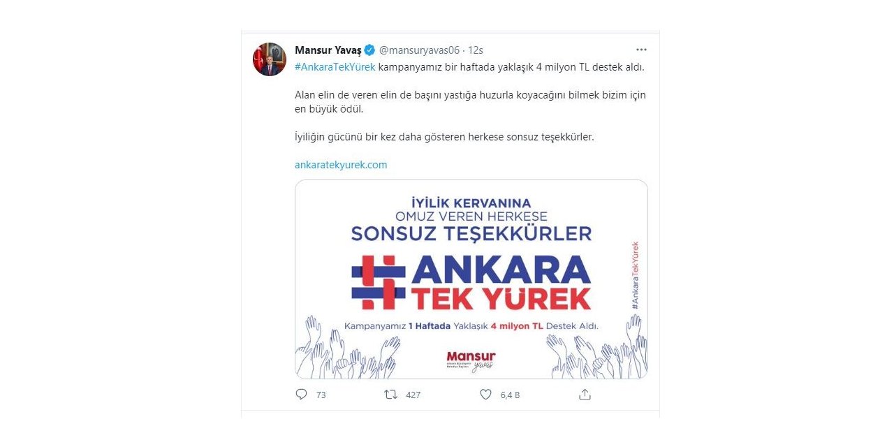 ‘6 Milyon Tek Yürek’ kampanyasına destek çığ gibi büyüyor