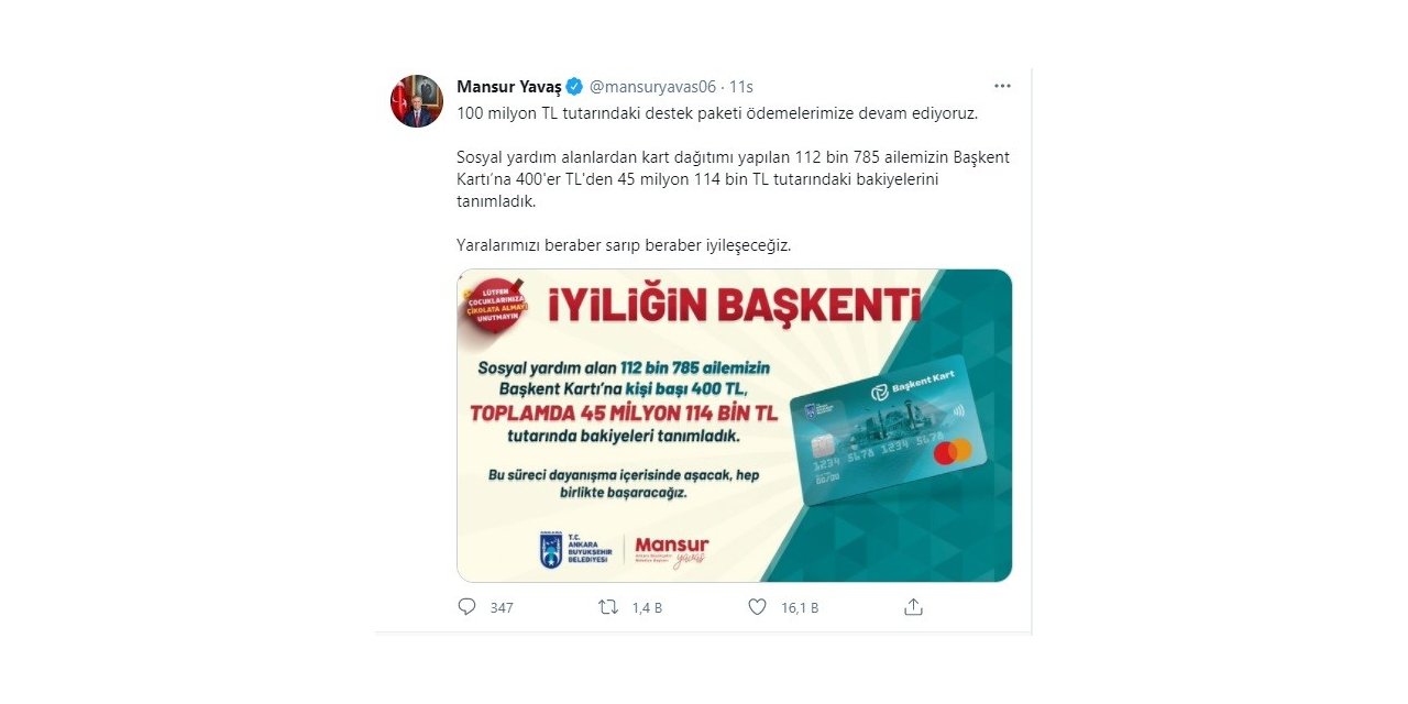 100 milyon TL’lik destek paketi kapsamında ödemeler başladı