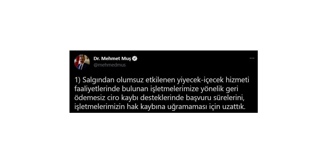 Yiyecek-içecek sektöründe ciro kaybı desteği başvuru süresi uzatıldı