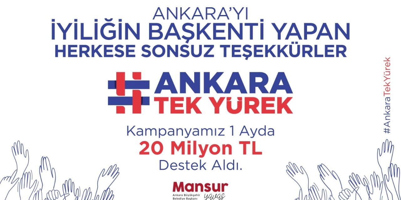 Başkent’te “6 Milyon Tek Yürek” kampanyası 20 milyon TL’yi geçti