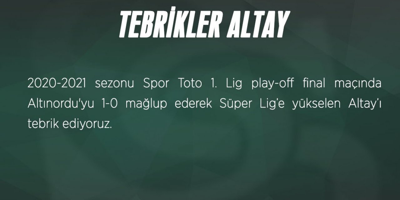 Sivasspor’dan Altay’a hoş geldin mesajı