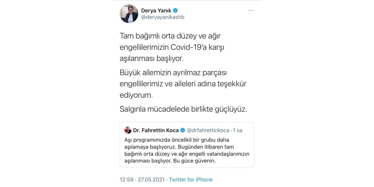 Bakan Yanık’tan Sağlık Bakanı Koca’ya teşekkür