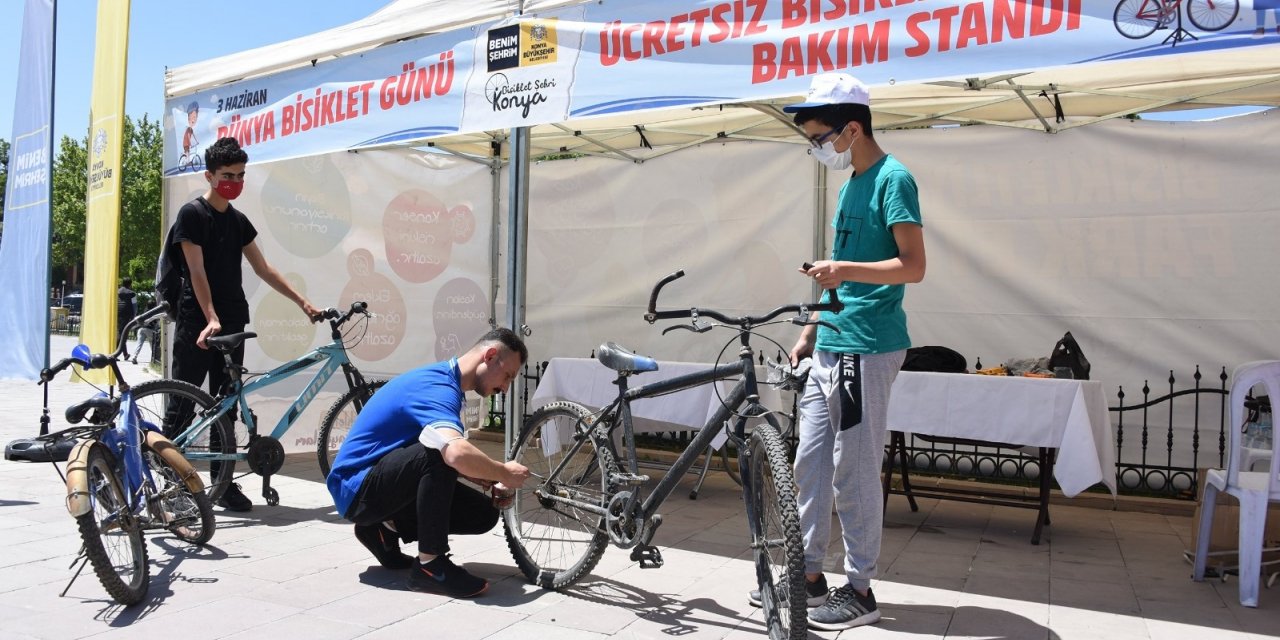 Konya’da bisiklet tamir ve bakım istasyonları ilgi görüyor