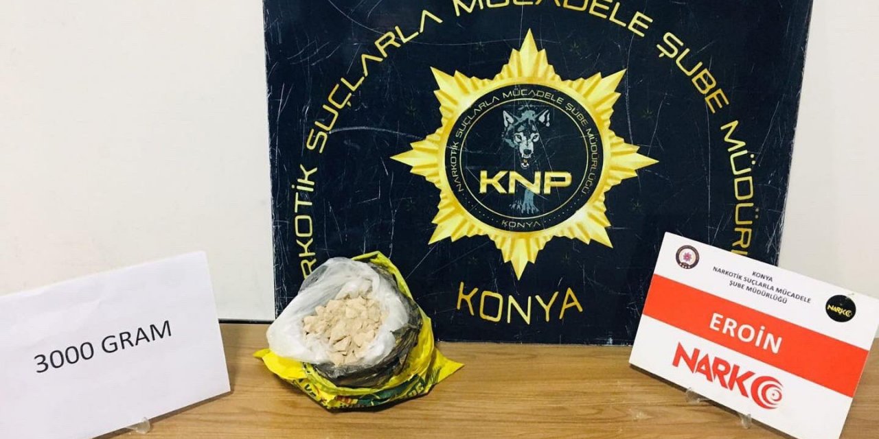 Konya’da 3 kilo 265 gram eroin ele geçirildi