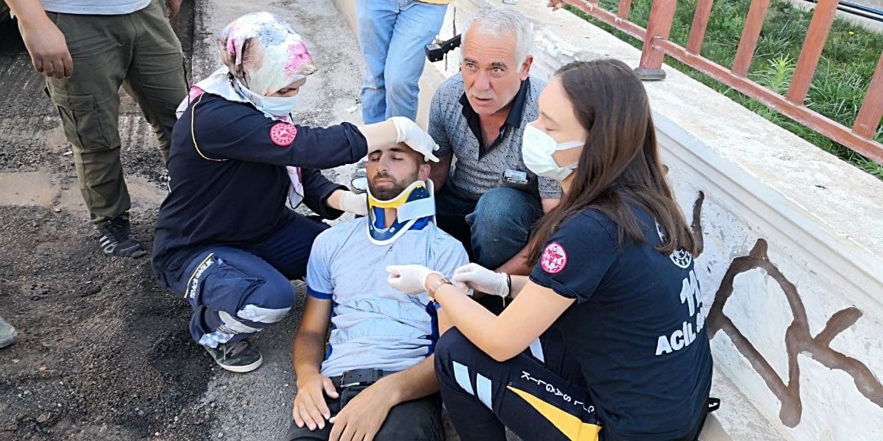 Aksaray’da iş makinesinden düşen işçi yaralandı