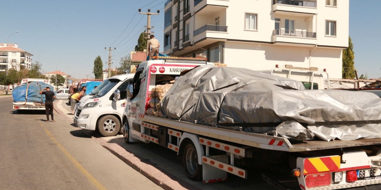 Aksaraylı oto çekiciler bu sefer araç değil yardım taşıdı