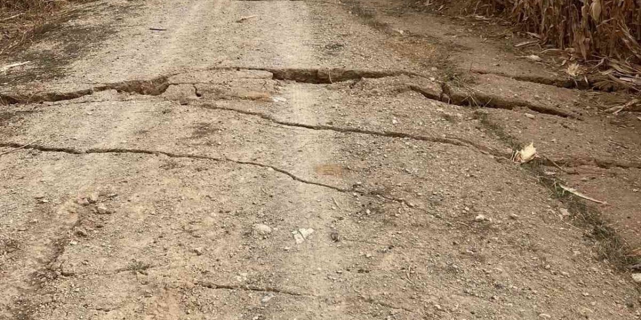 İlk Kez Görüldü! Tarla Yolunda Oluşan Yarıklar Korkuttu